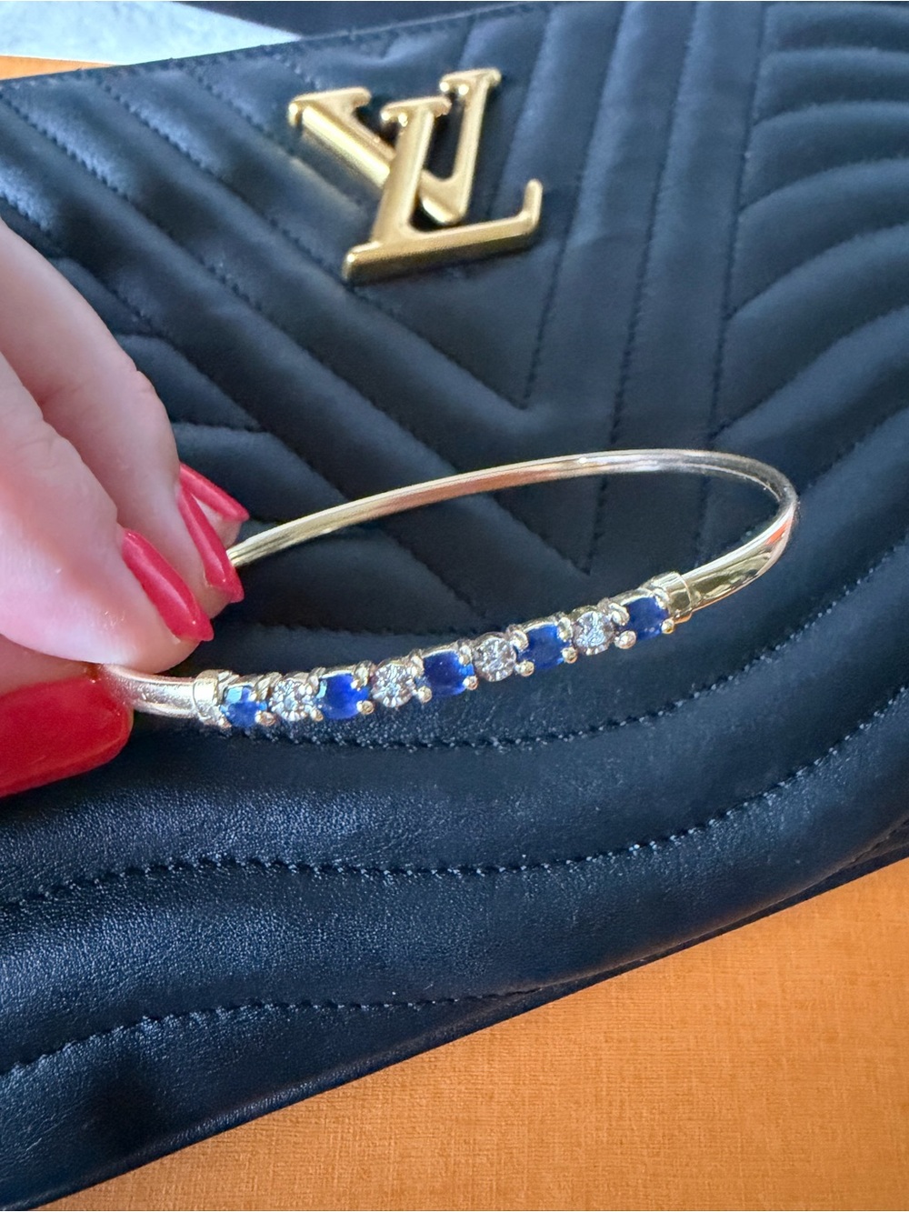 Solid Gold Bracelet Natural Diamonds and Sapphires